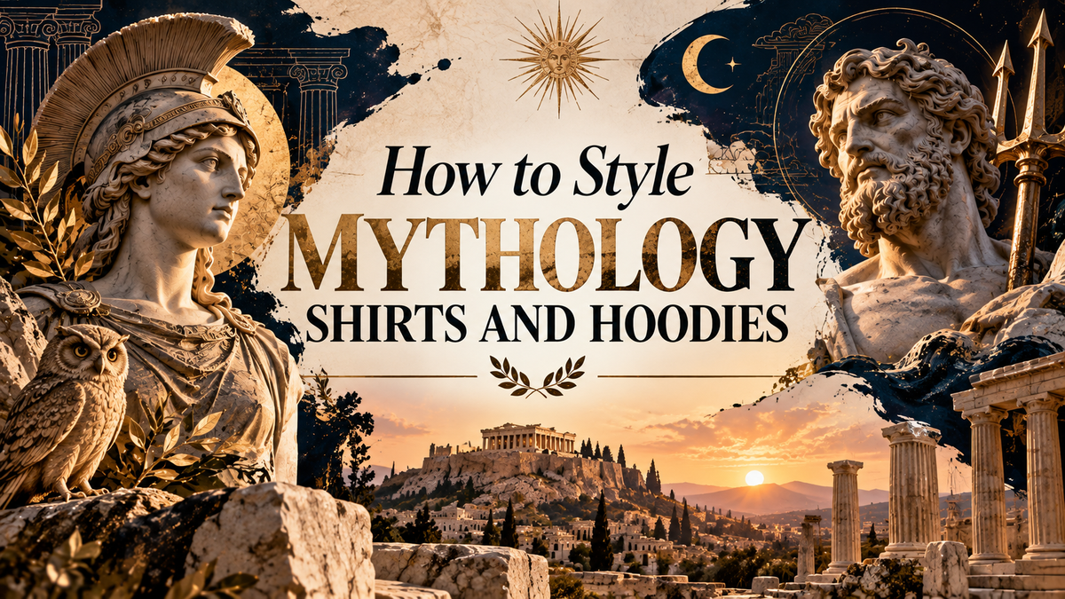 Greek mythology statues and owl framing a guide to styling mythology shirts and hoodies
