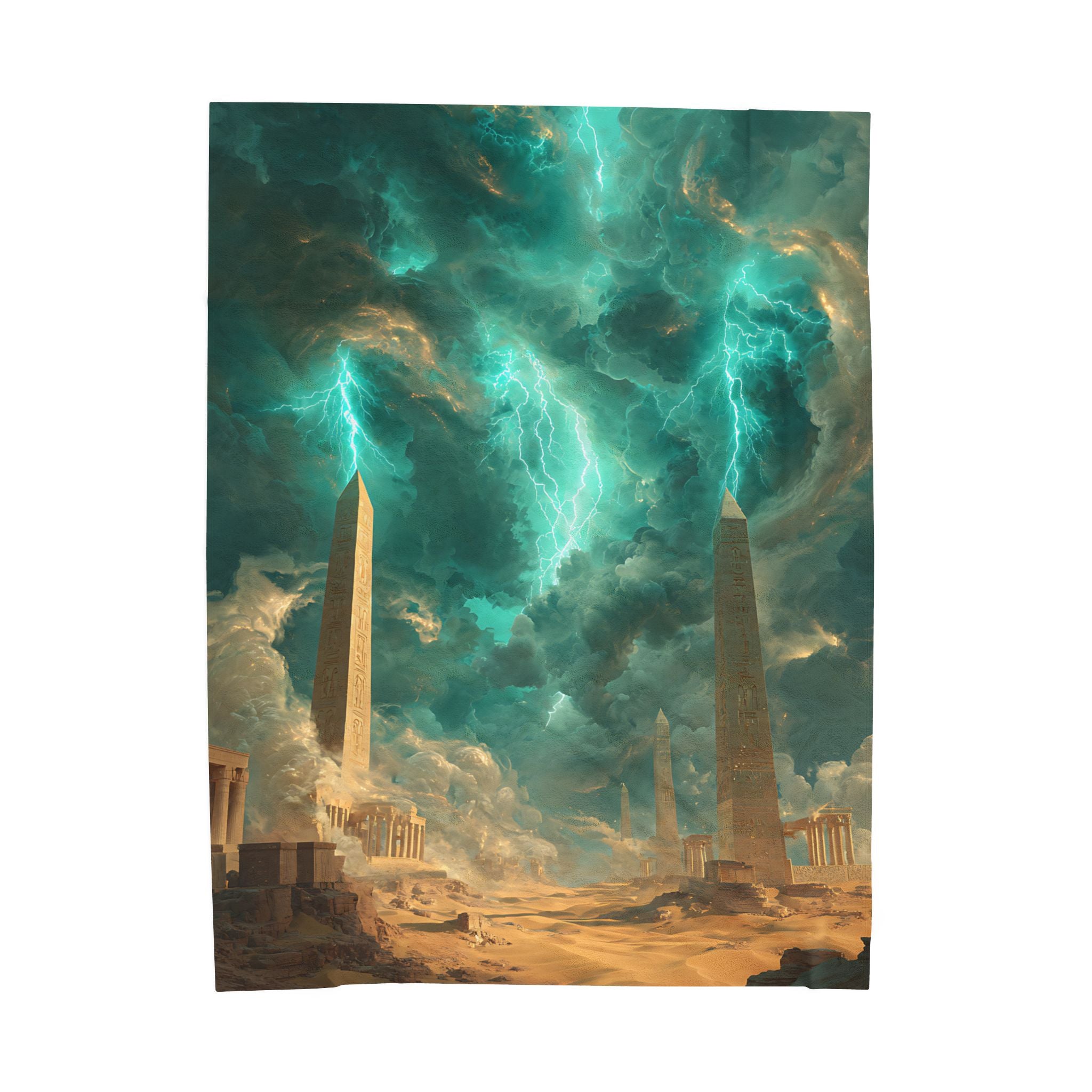 Set Egyptian Mythology design printed on a plush blanket