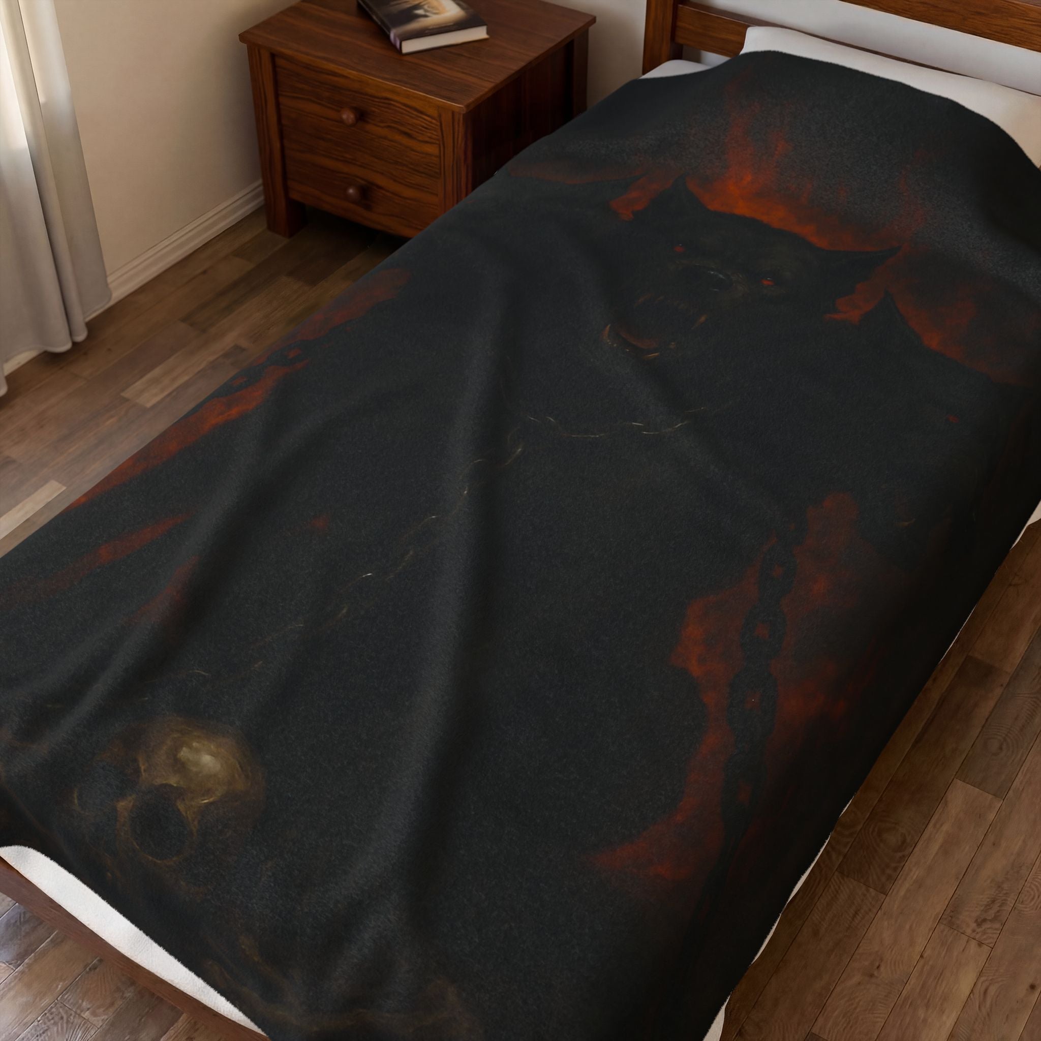Cerberus plush blanket — shown from another angle