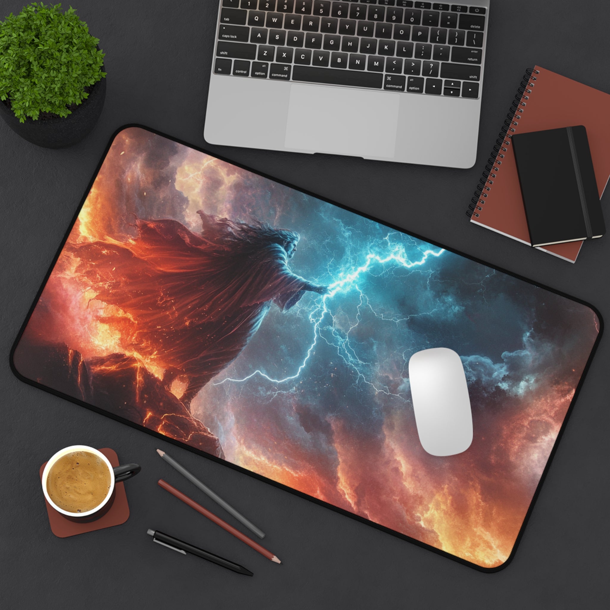 Zeus desk mat — shown in a styled setting