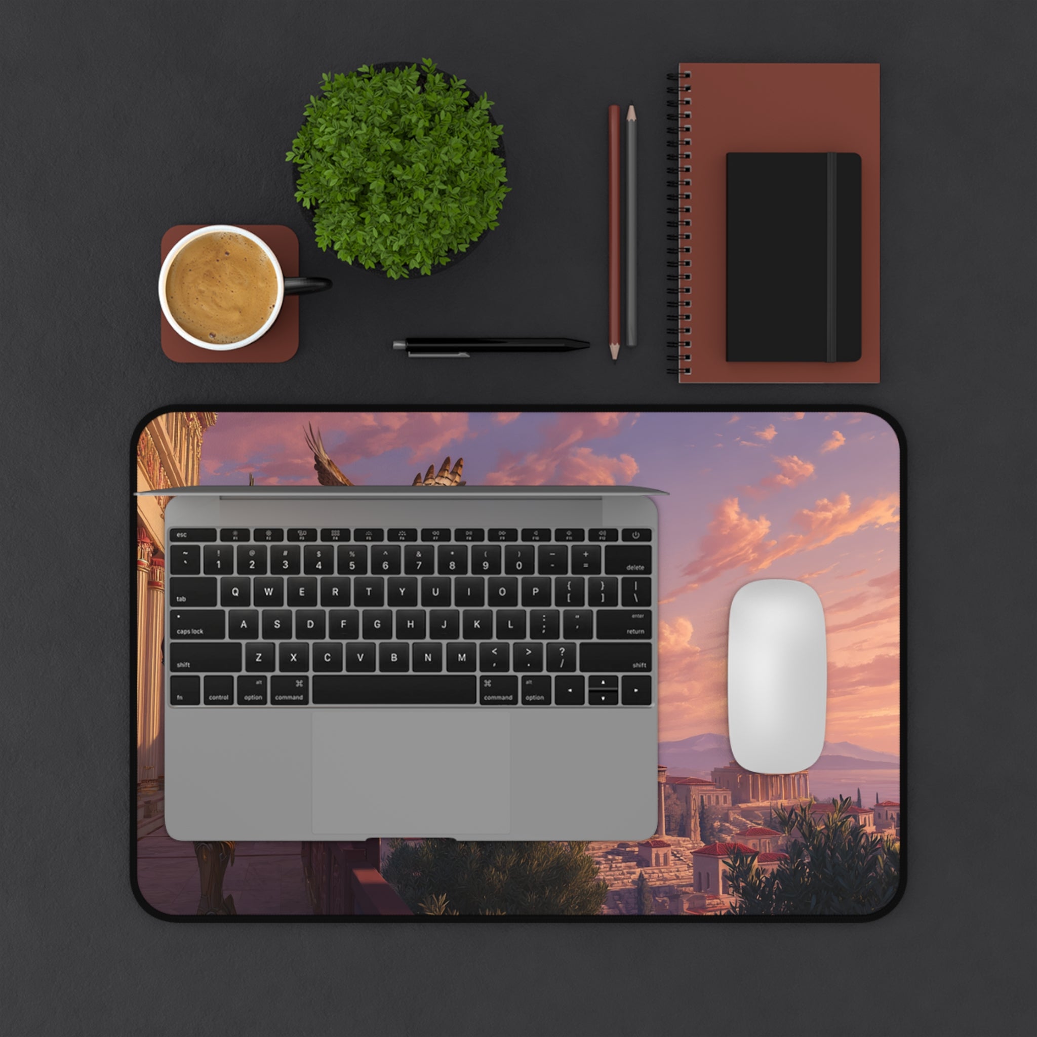 Athena desk mat — close-up of the printed artwork