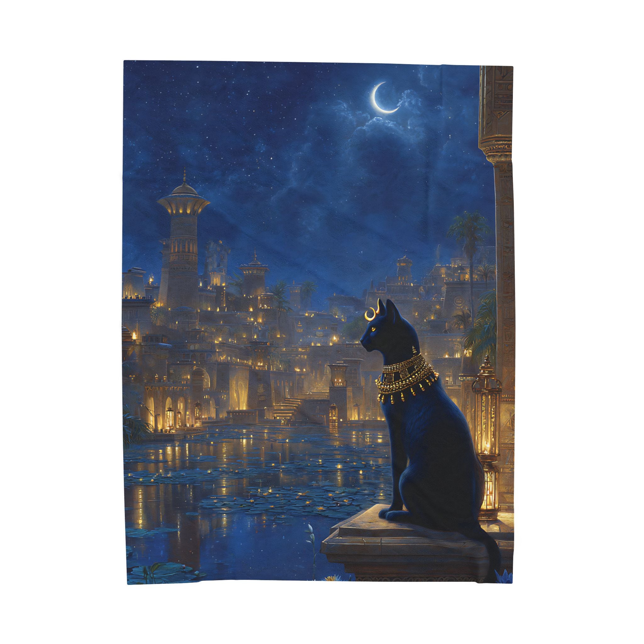 Bastet Egyptian Mythology design printed on a plush blanket