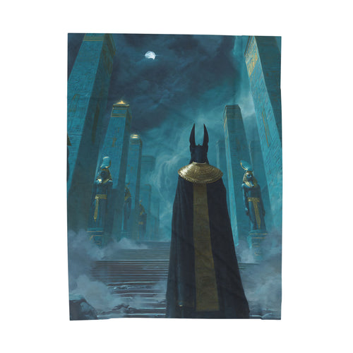 Anubis Egyptian Mythology design printed on a plush blanket