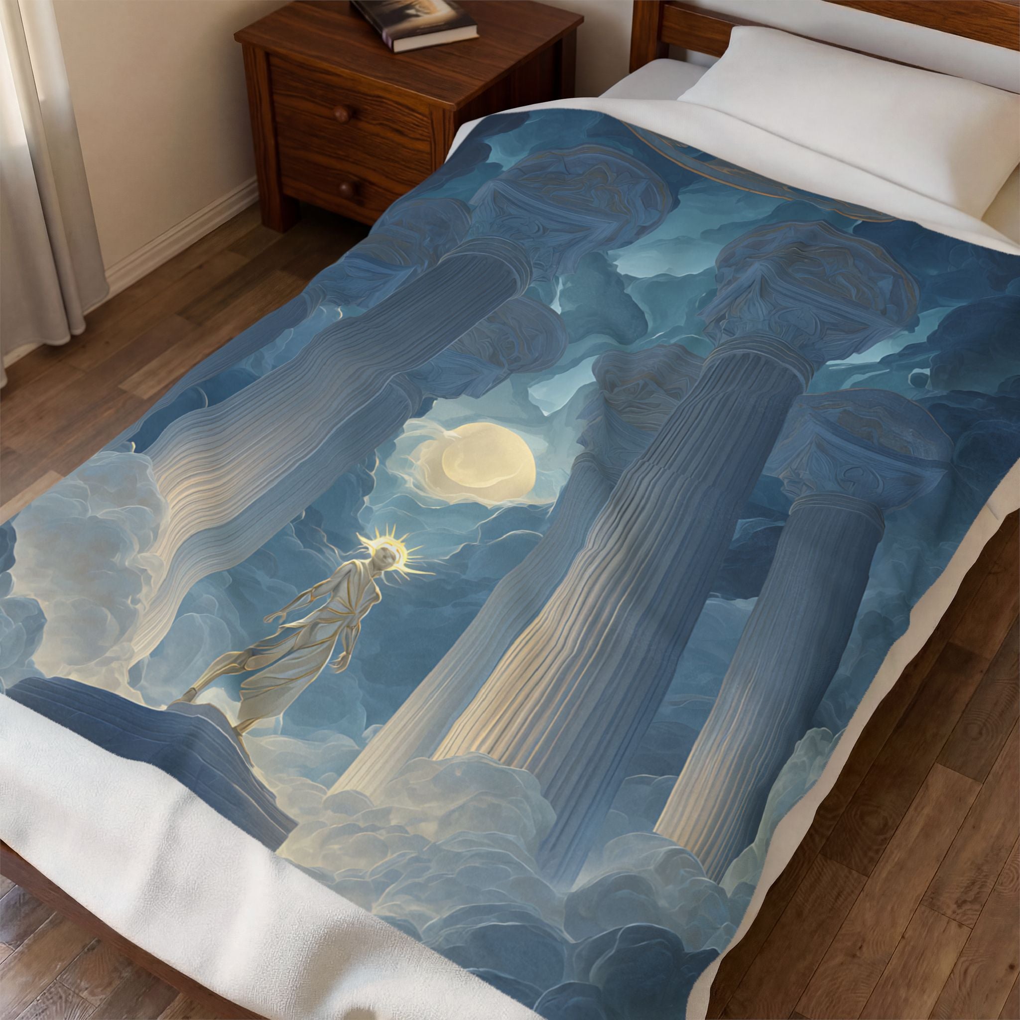 Thoth plush blanket — shown in a styled setting