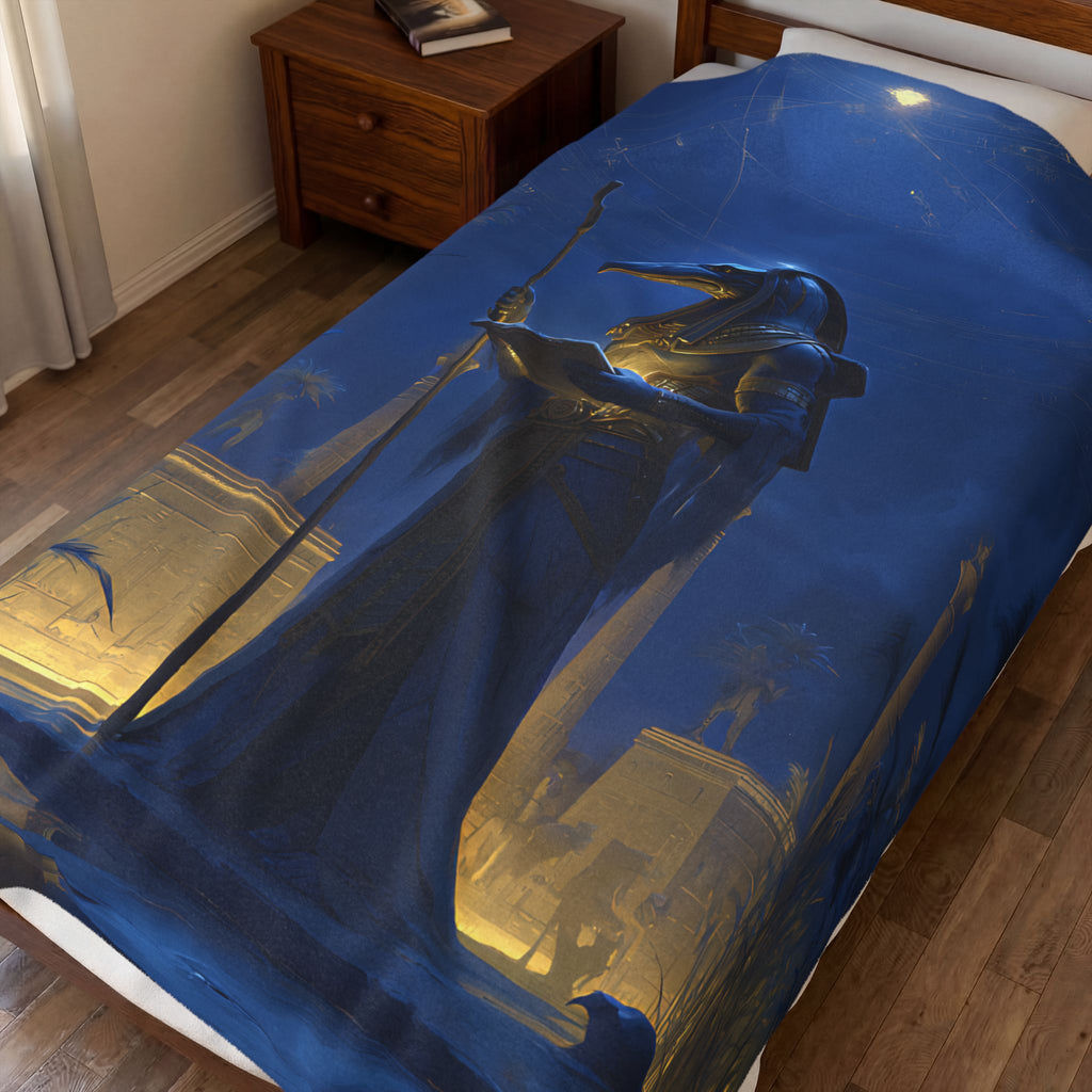 Thoth plush blanket — close-up of the printed artwork