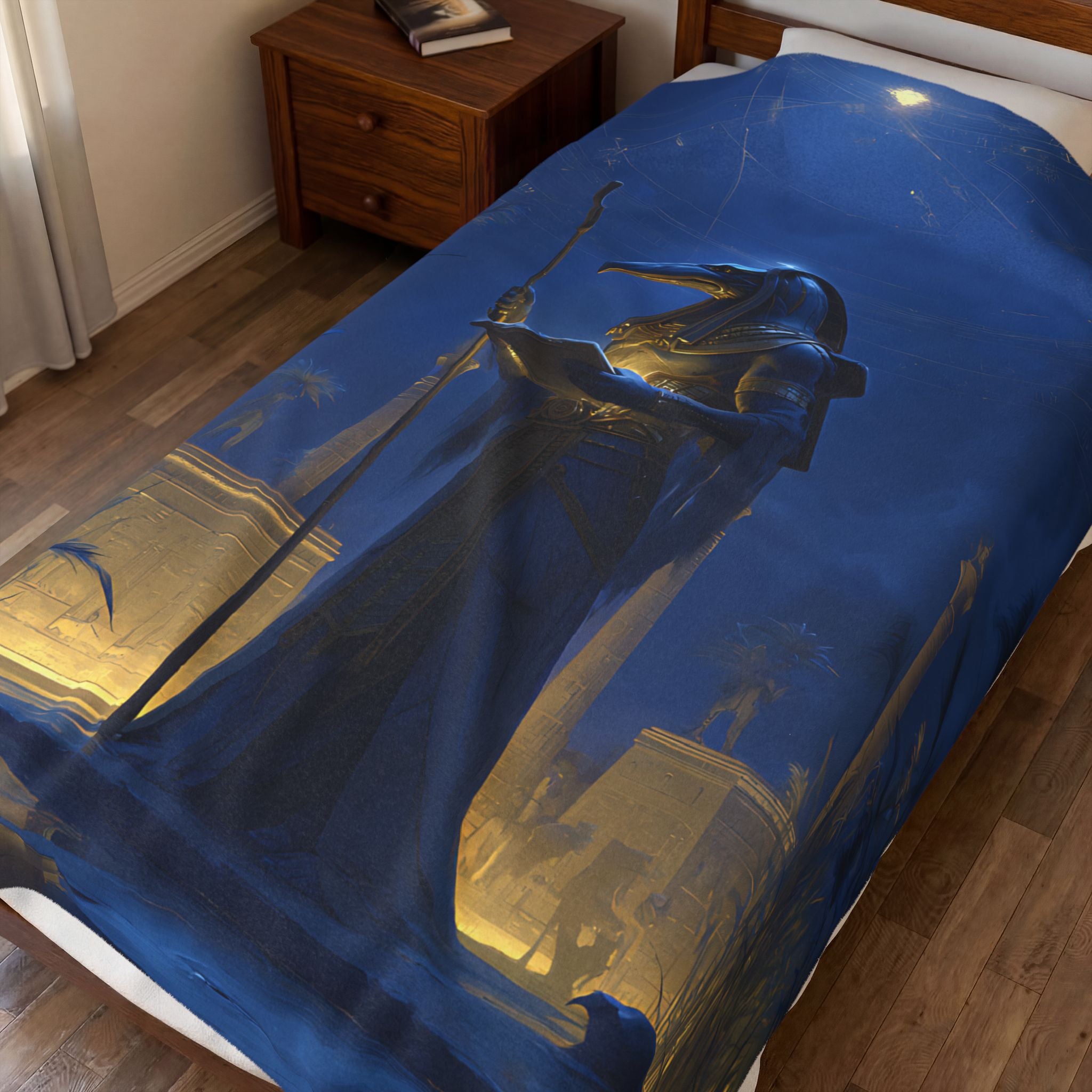 Thoth plush blanket — close-up of the printed artwork