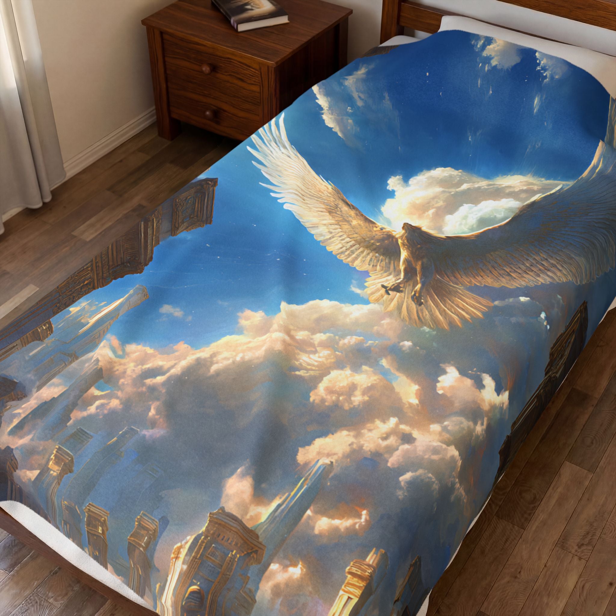 Horus plush blanket — close-up of the printed artwork
