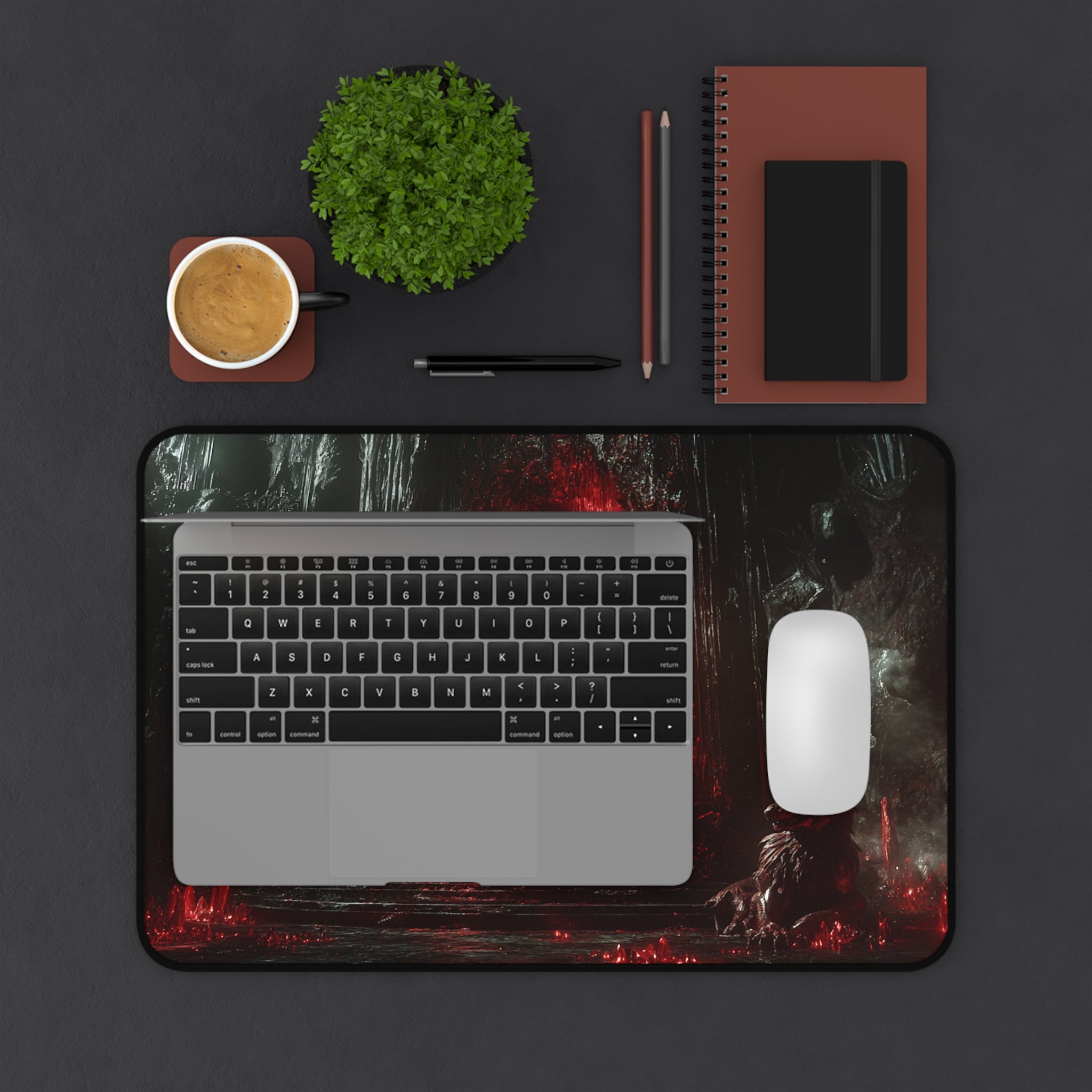 Hades desk mat — shown in a styled setting