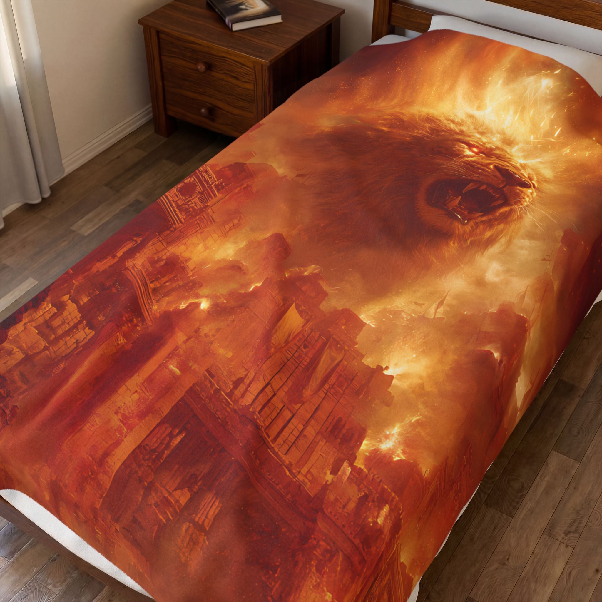Sekhmet plush blanket — close-up of the printed artwork