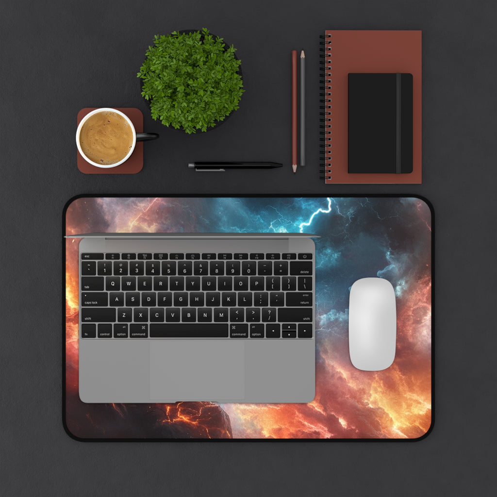 Zeus desk mat — close-up of the printed artwork