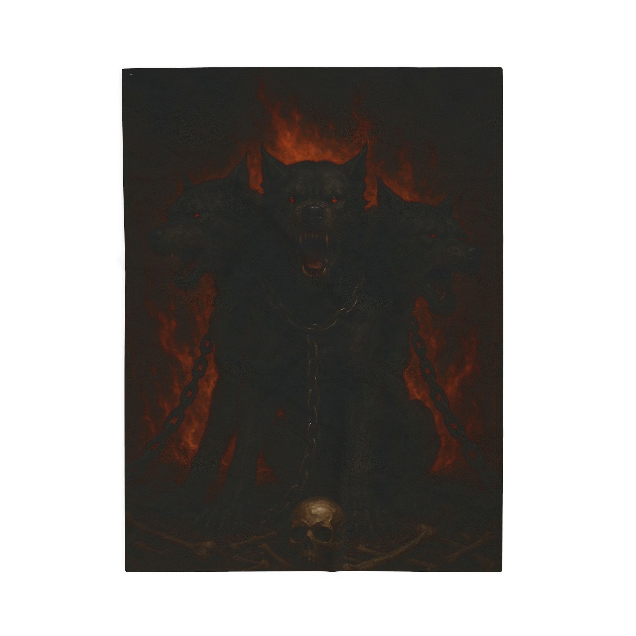 Cerberus Greek Mythology design printed on a plush blanket