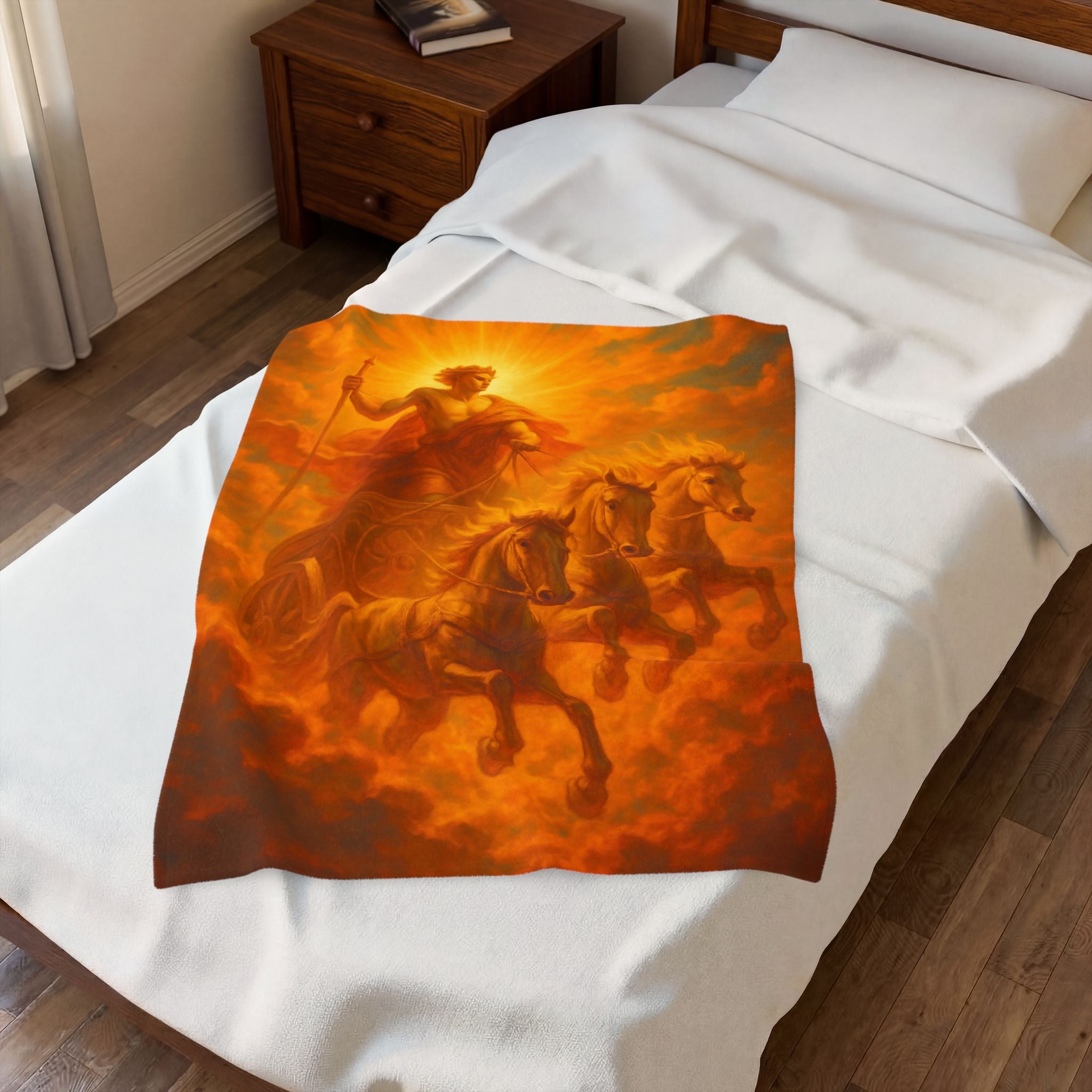 Helios plush blanket — close-up of the printed artwork
