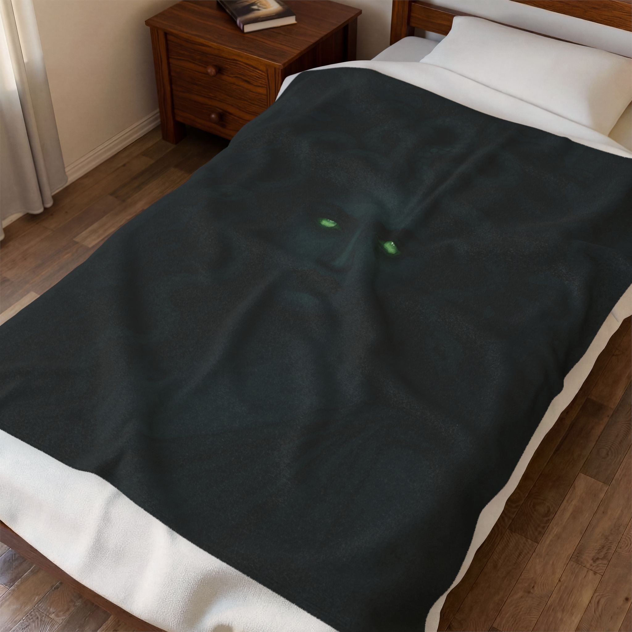 Medusa plush blanket — shown in a styled setting