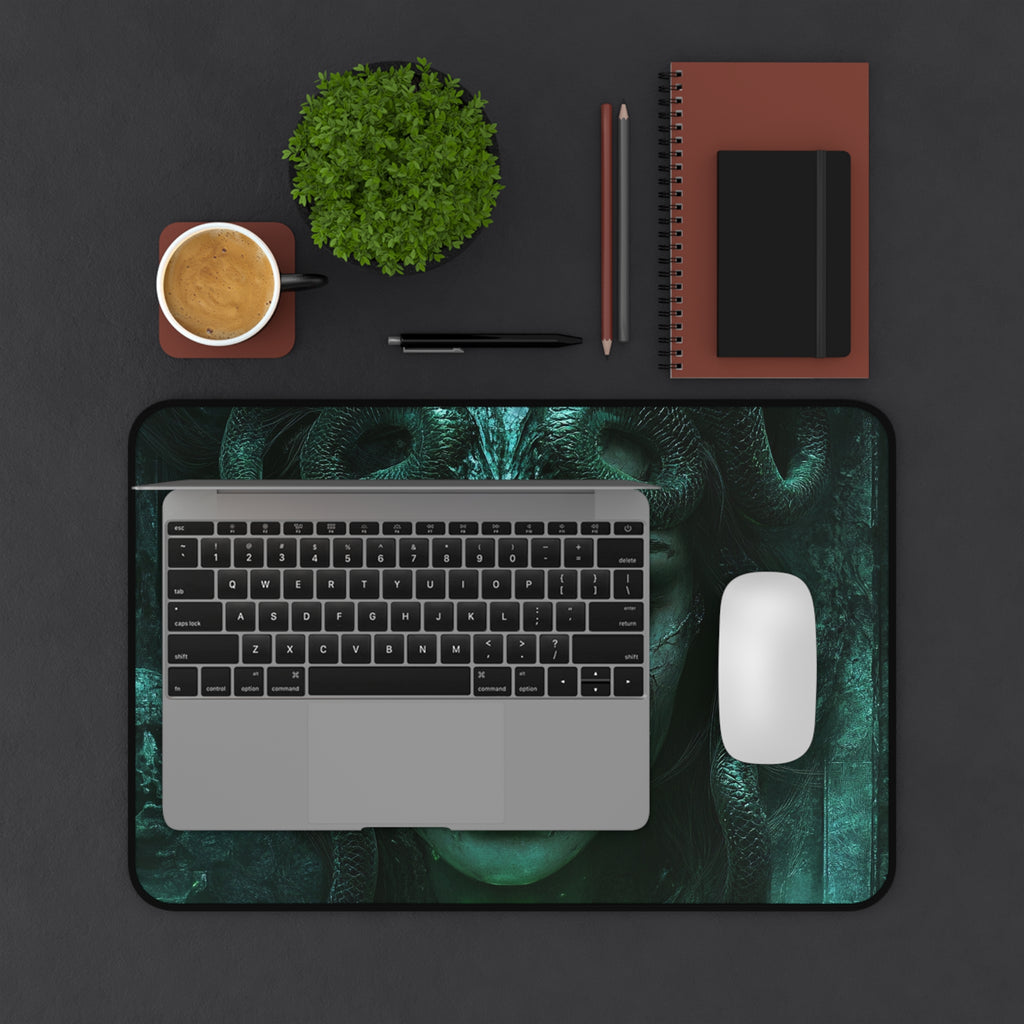 Medusa desk mat — close-up of the printed artwork