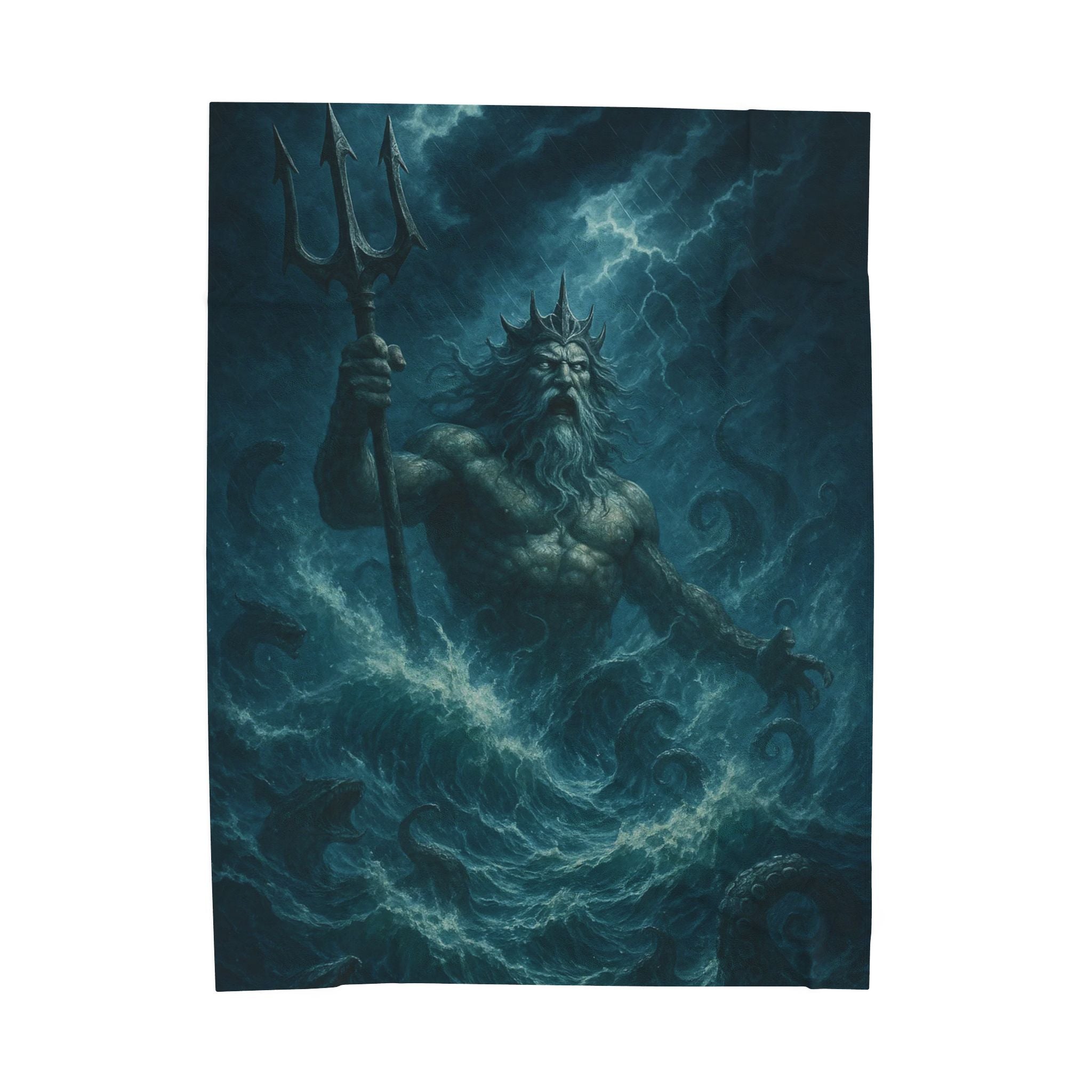 Poseidon plush blanket — shown in a styled setting