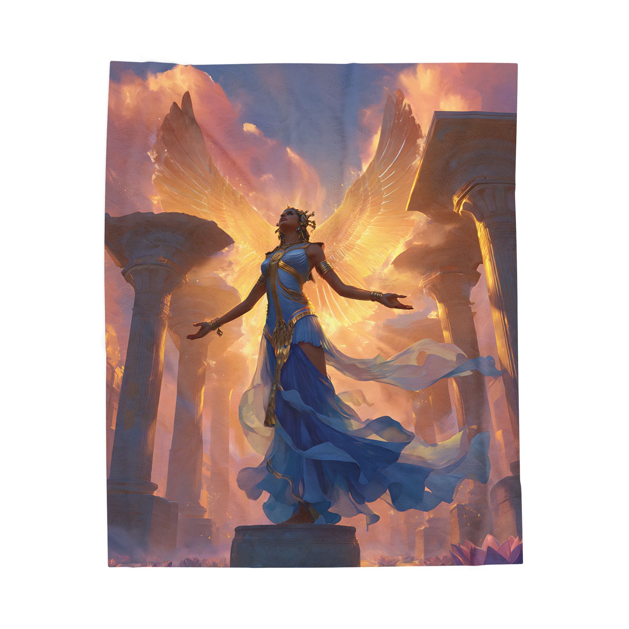 Isis Egyptian Mythology design printed on a plush blanket