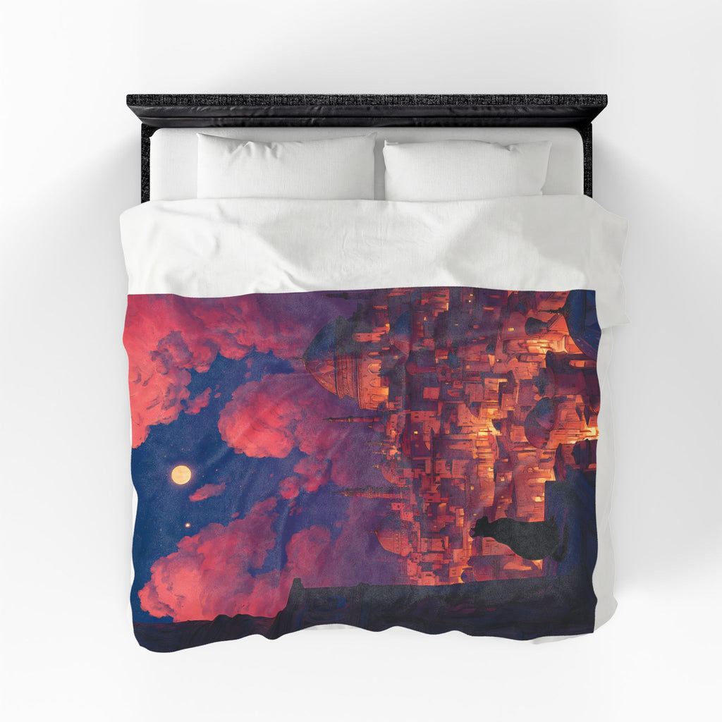 Bastet plush blanket — close-up of the printed artwork