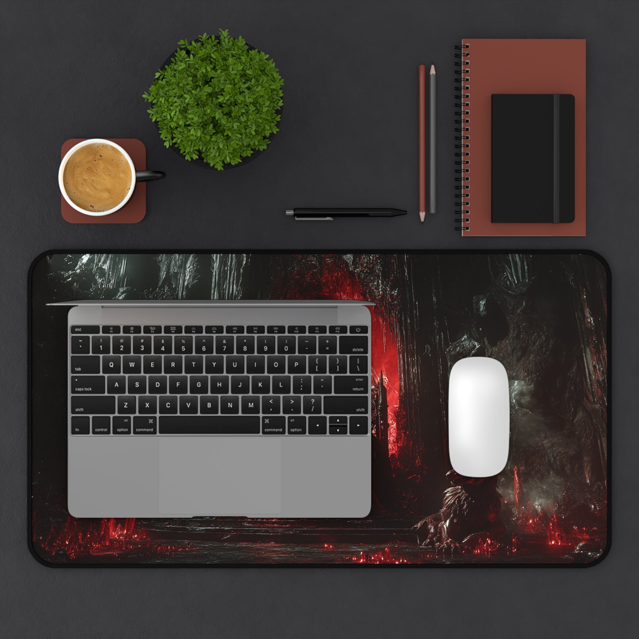 Hades desk mat — close-up of the printed artwork