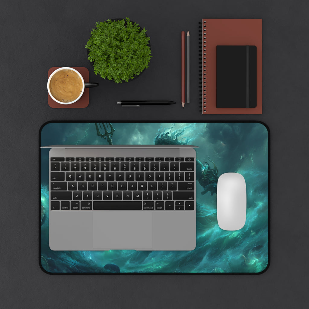 Poseidon desk mat — shown in a styled setting