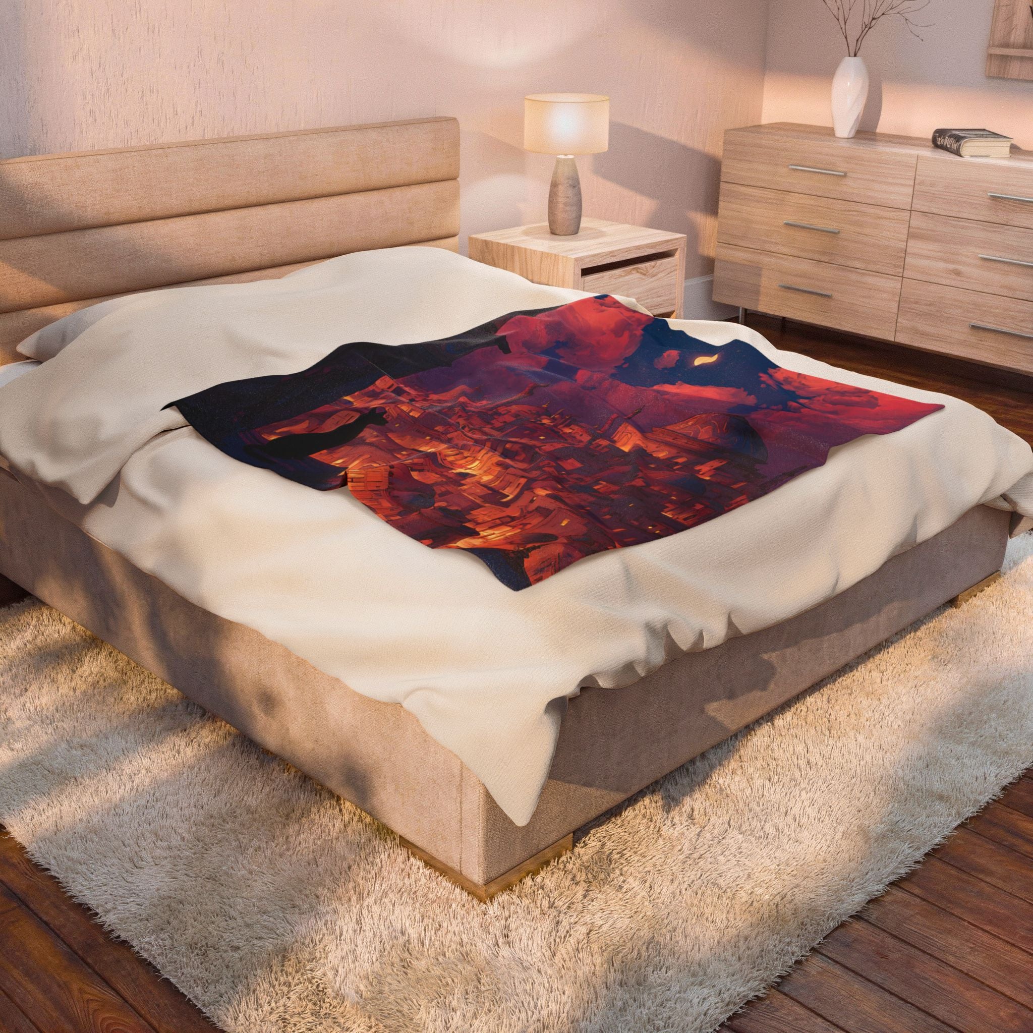 Bastet plush blanket — lifestyle view