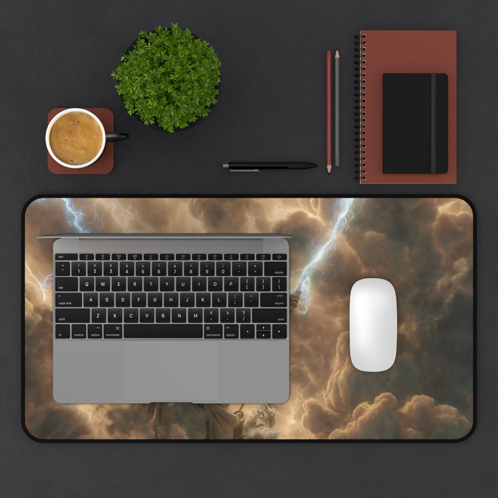 Zeus desk mat — close-up of the printed artwork