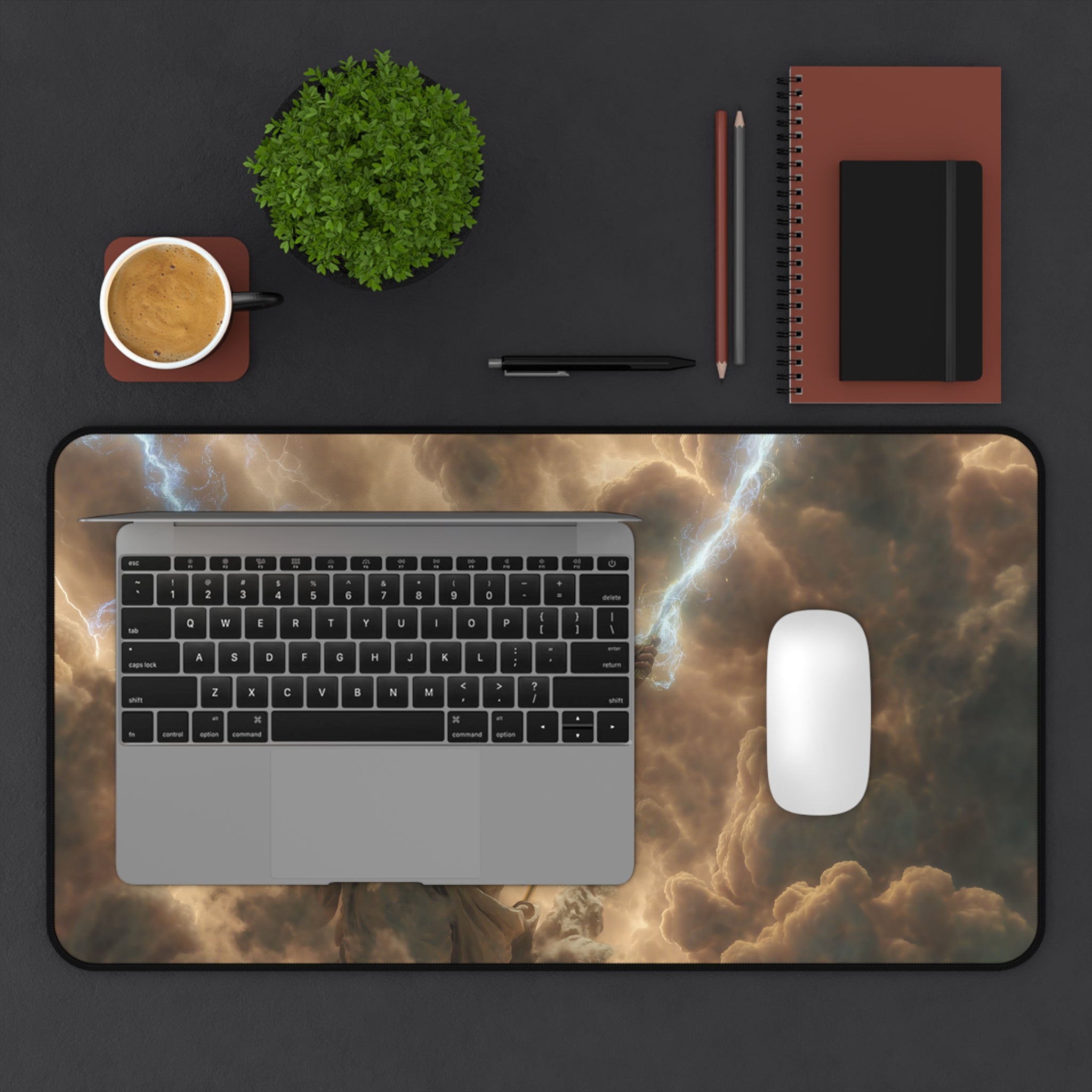 Zeus desk mat — close-up of the printed artwork