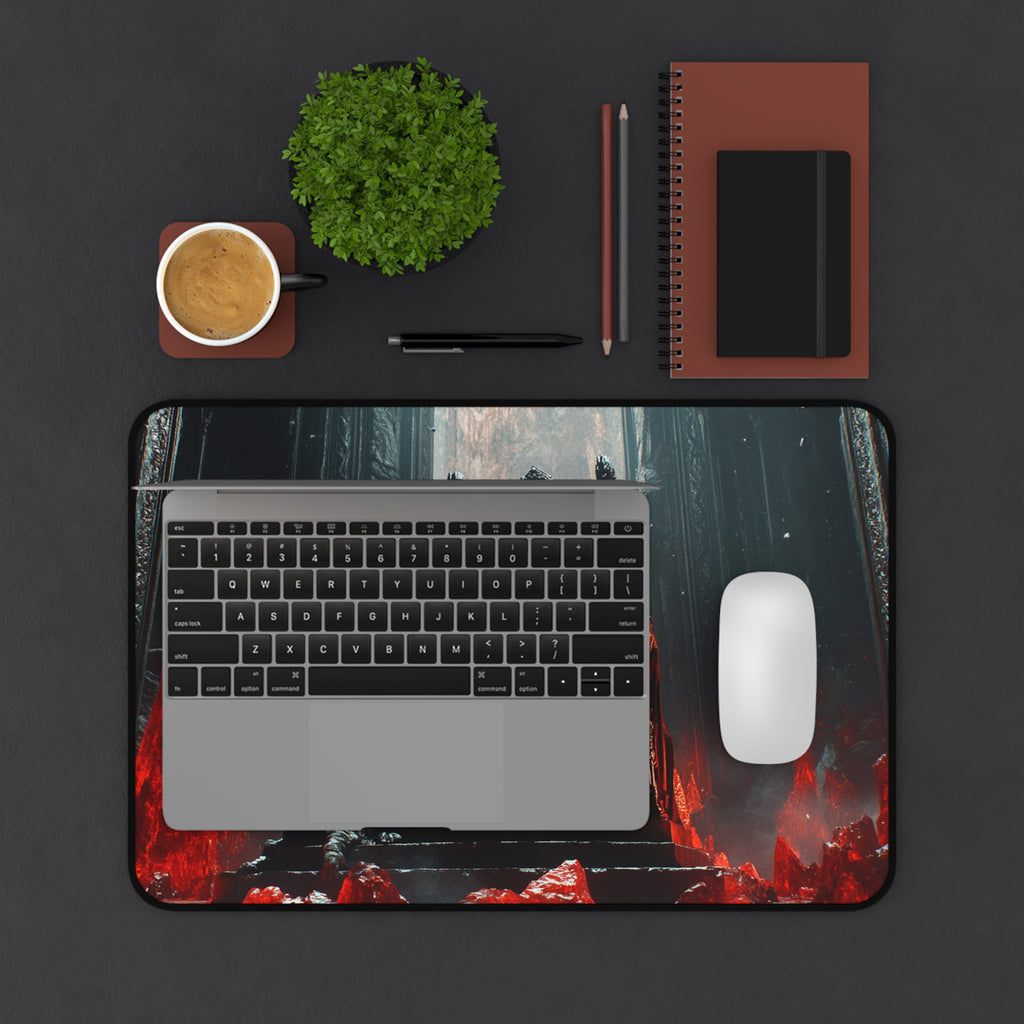 Hades desk mat — close-up of the printed artwork
