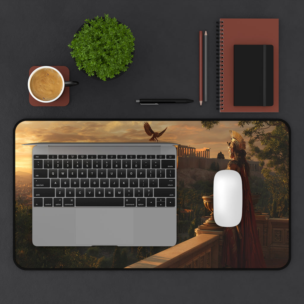 Athena desk mat — close-up of the printed artwork