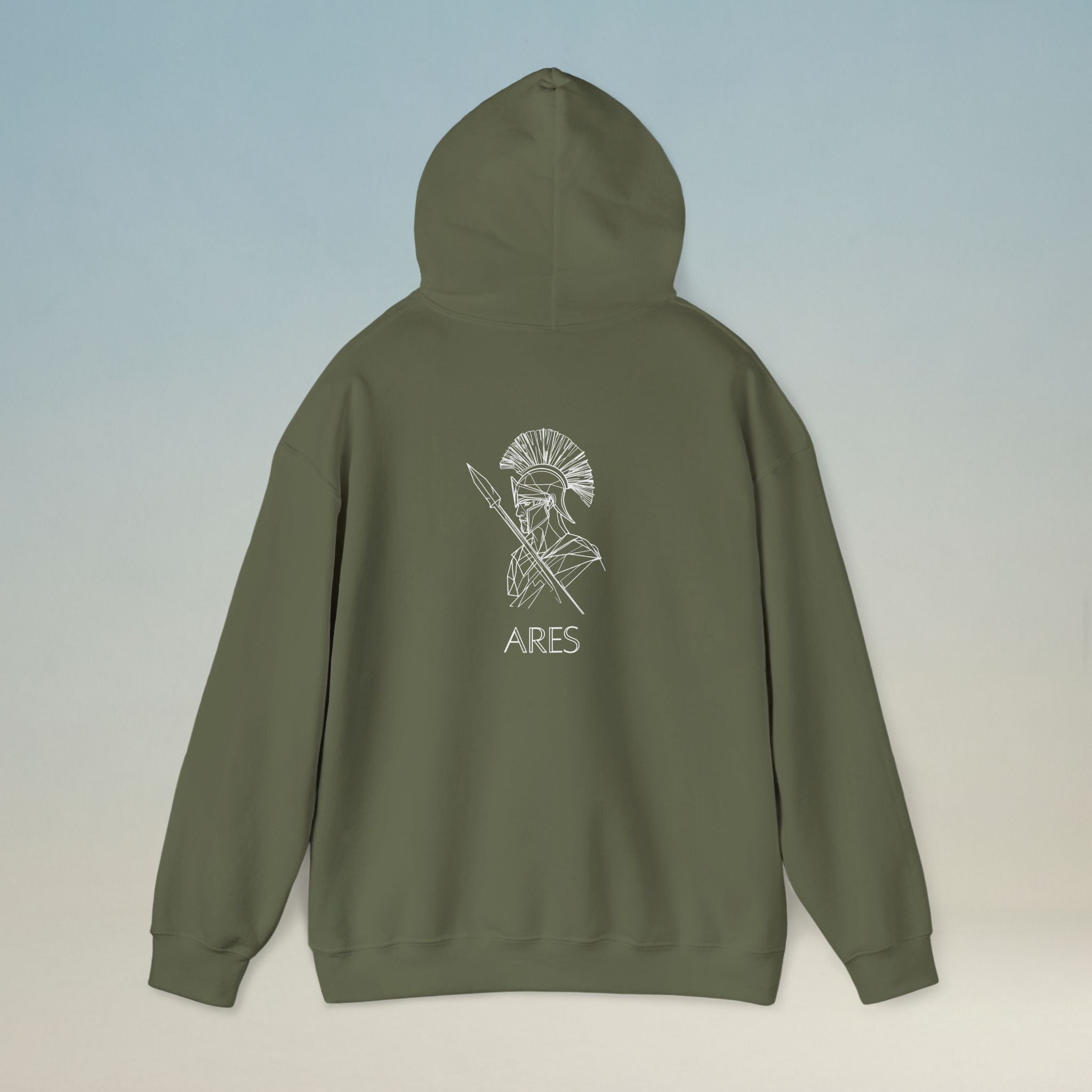 Ares hoodie — close-up of the printed artwork