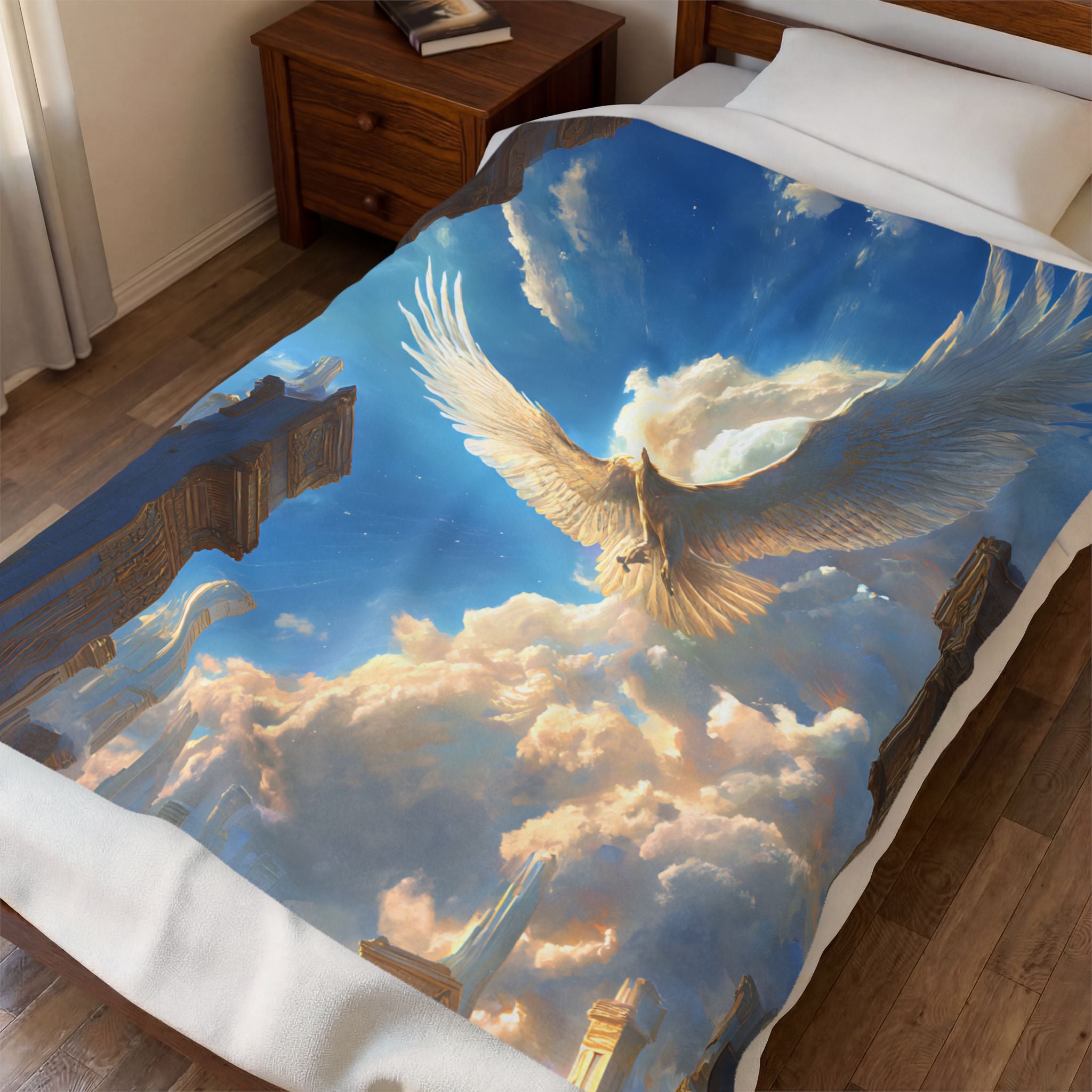 Horus plush blanket — shown in a styled setting