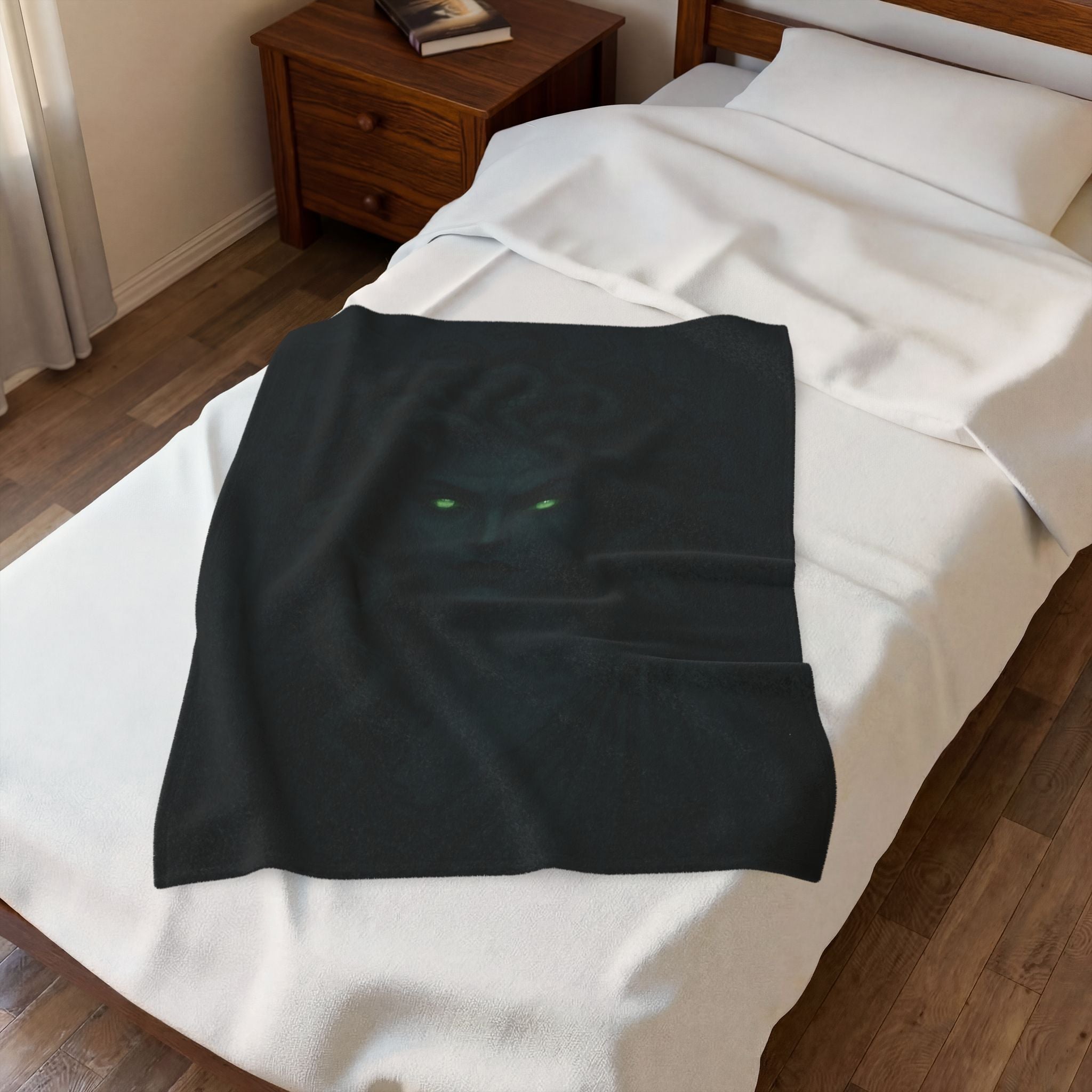 Medusa plush blanket — close-up of the printed artwork